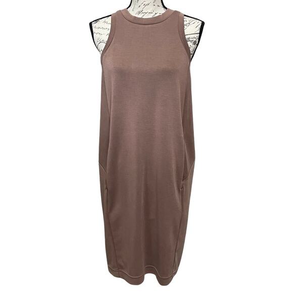 ODODOS Modal Soft Loose Tank Dress Medium Espresso Kangaroo Pocket Casual NEW - Picture 1 of 7
